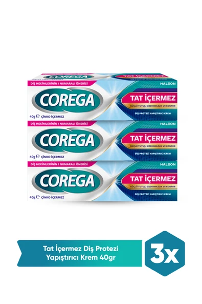 COREGA GÜN BOYU GÜÇLÜ TUTUŞ DİŞ PORTEZİ YAPIŞTIRICI TAT İÇERMEZ KREM 40 GR 3 ADET ürün görseli 1