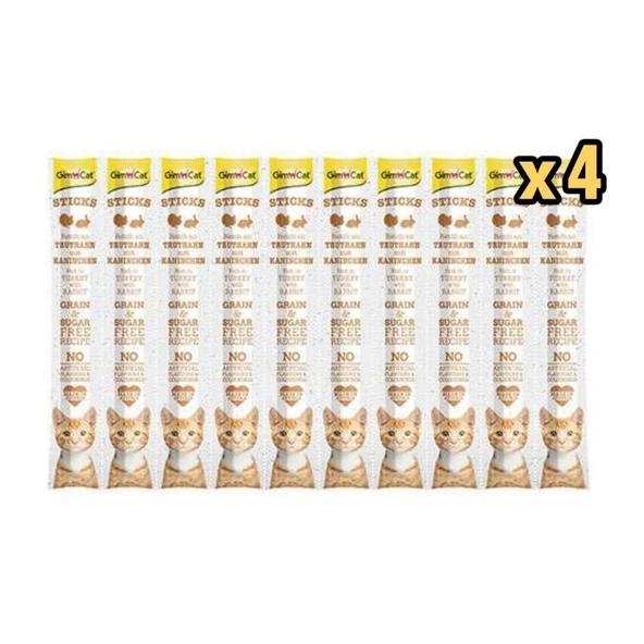 GimCat Sticks Hindi ve Tavsan Etli Kedi Ödül Çubugu 50 Gr 10'lu x 4 Adet ürün görseli 1