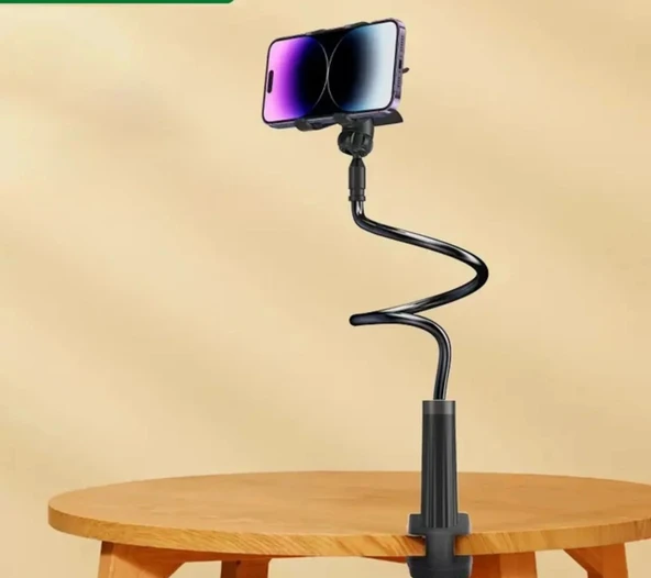 EtaShop 360° Esnek Telefon Tutucu Kelepçeli Masa Yatak Başlığı Standı 4" 7.1" Uyumlu Siyah ürün görseli 1