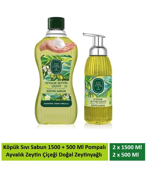 Eyüp Sabri Tuncer Ayvalık Zeytin Çiçeği Doğal Zeytinyağlı Köpük Sabun 1.5 LT+500 Ml x 2 Set ürün görseli 1