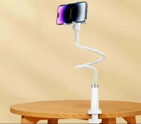 EtaShop 360° Esnek Telefon Tutucu Kelepçeli Masa Yatak Başlığı Standı 4" 7.1" Uyumlu Beyaz ürün görseli 1