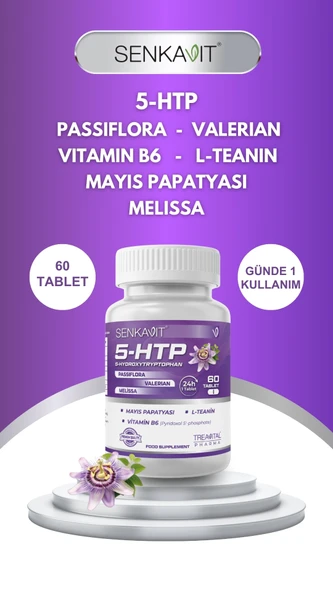 Senkavit 5 HTP, Valeriana, Melisa, L-Teanin ve Vitamin B6 içeren 60 Lı Tablet ürün görseli 1