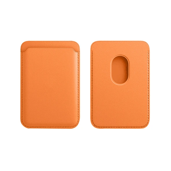 Sneezy İphone 12 Mini-12-12 Pro-12 Pro max Uyumlu Birinci Sınıf Magsafe Cüzdan Magsafe Deri Kartlık  Turuncu ürün görseli 1