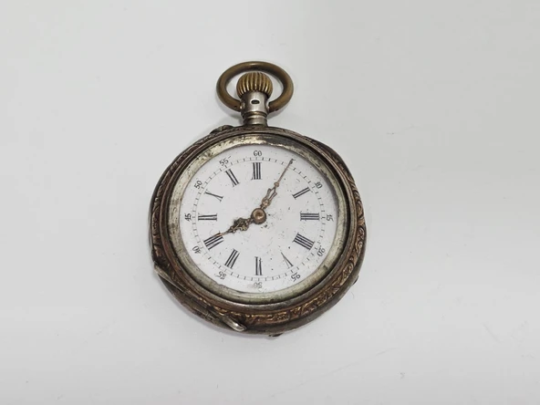 Porselen Kadran Gümüş Kurmalı Cep Saati 33mm 2.El ürün görseli 1