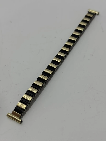 Vintage Flex Çelik Kordon 12mm Gold-Siyah - Resim 3