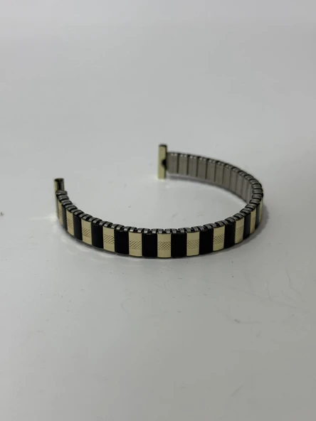 Vintage Flex Çelik Kordon 12mm Gold-Siyah - Resim 2