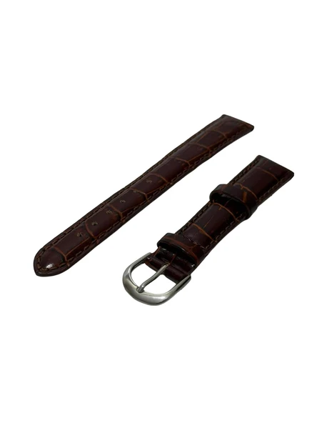 Bordo Renk Dikişli Deri Saat Kordonu 16mm ürün görseli 1