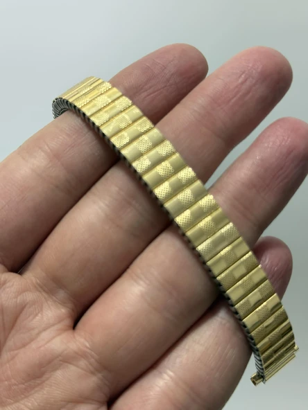 Vintage Flex Çelik Kordon 12mm Gold Sarı - Resim 6