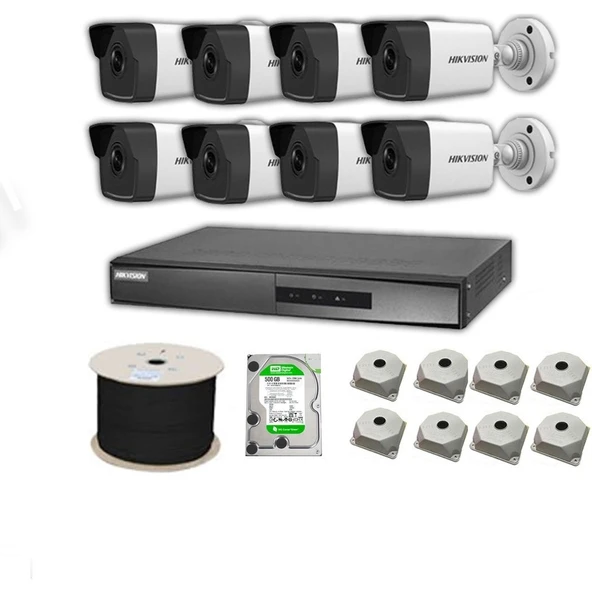 Hıkvısıon 4mp Mikrofonlu 8 Kameralı 1 TB Disk Tak Çalıştır Hazır Ip Kamera Seti ürün görseli 1