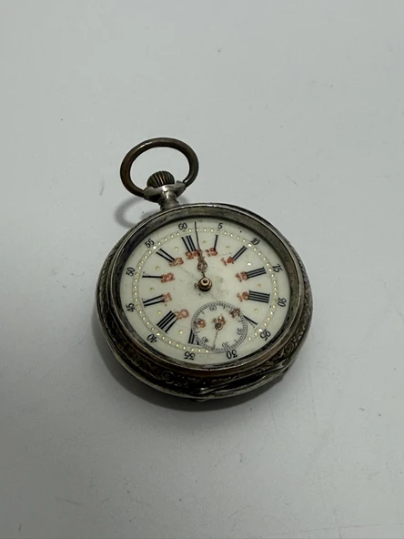 Porselen Kadran Kurmalı Gümüş Kasa Cep Saati 48mm 2.El (ARIZALI) ürün görseli 1