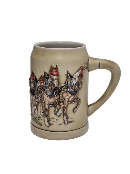 Vintage Tankart Kabartmalı At Arabası Fıçı Figürlü Alman Seramik Bira Bardağı 14cm 002 ürün görseli 1