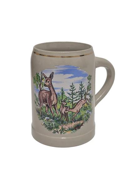 Vintage Tankart Ceylan Figürlü Alman Bira Bardağı 13,5cm ürün görseli 1