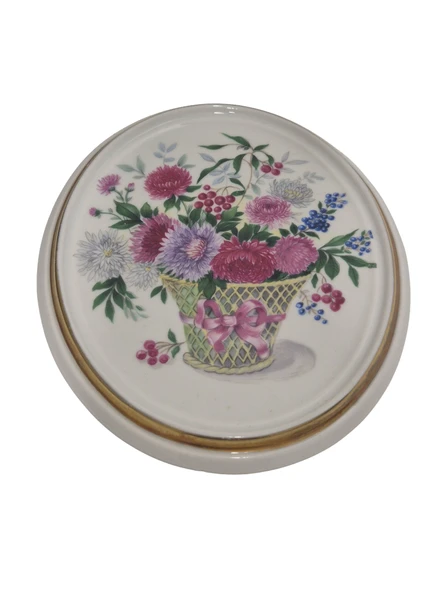 Vintage Dekoratif Çiçek Temalı Porselen Duvar Tabağı 13,5cm 001 ürün görseli 1