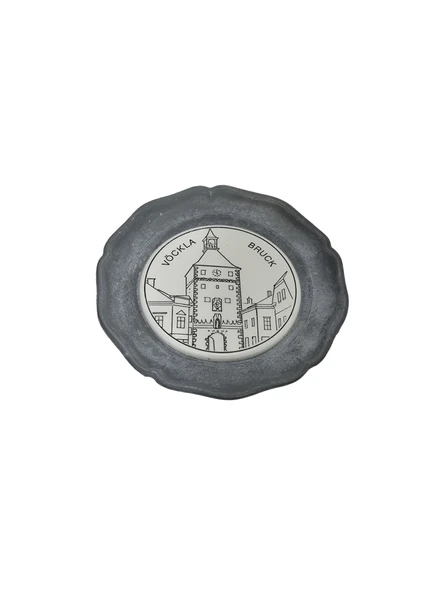 Vintage Zınn Çerçeveli Dekoratif Vöcklabruck Temalı Duvar Tabağı 10cm 001 ürün görseli 1