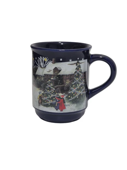 Vintage Christmas Kar Yağışı Temalı Porselen Kupa 9cm 005 ürün görseli 1