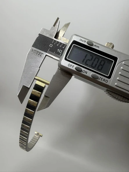 Vintage Flex Çelik Kordon 12mm Gold-Siyah - Resim 7