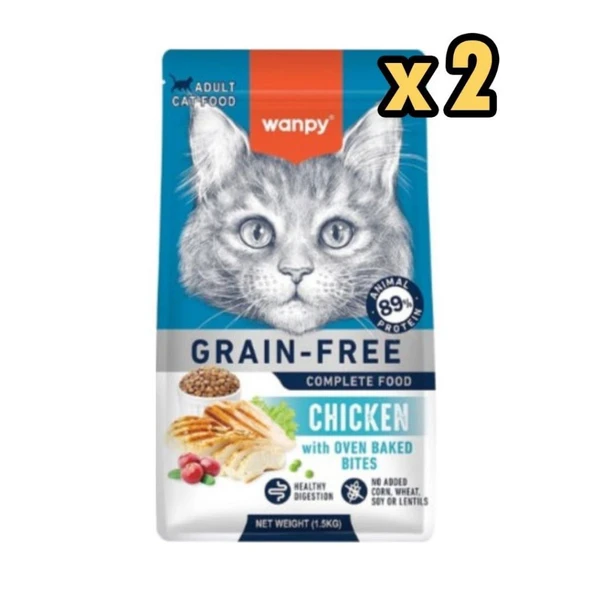 Wanpy Tahılsız Tavuklu Yetişkin Kedi Maması 1,5 Kg x 2 Adet ürün görseli 1