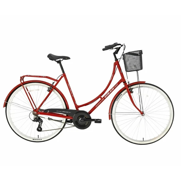 BİSAN PARADISE S KADIN ŞEHİR BİSİKLETİ 56CM V 28 JANT 7 VİTES KIRMIZI GRİ ürün görseli 1