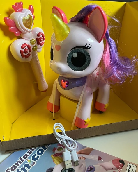 Uzaktan Kumandalı Unicorn Robot | Sihirli Asa Kontrollü Fantastik Unicorn Robot 22 Cm | Dans Eden Şarkı Söyleyen İnteraktif Robot Oyuncak ürün görseli 1