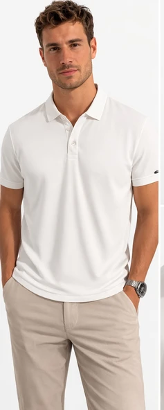 Cazador Erkek Polo Yaka Modal T-shirt 44110 Ekru ürün görseli 1