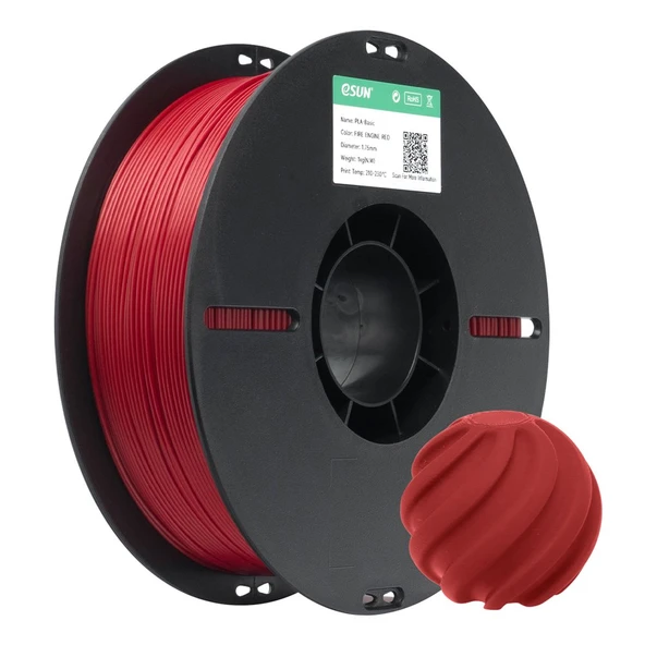 Esun Basic Pla Ateş Kırmızı Filament 1.75mm 1kg - Canlı Fire Engine Red 3D Yazıcı Filamenti ürün görseli 1