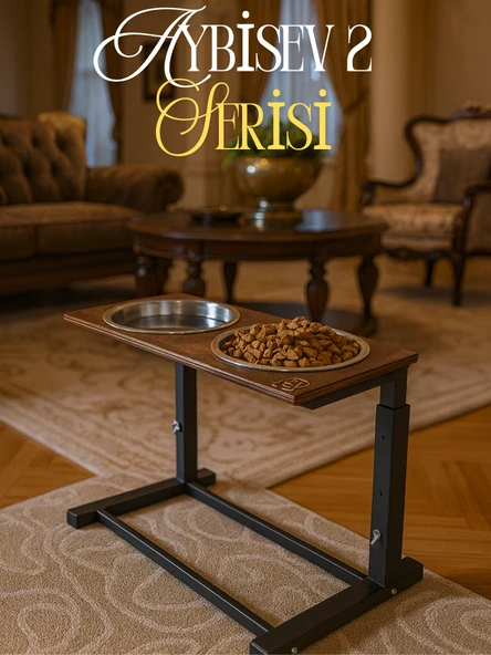 AYBİSEV 2 Serisi Kedi ve Orta-Büyük Irk Köpekler İçin 3 Kademeli Yükseklik Ayarlı Mama Su Standı ürün görseli 1