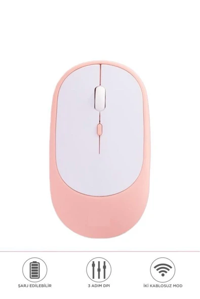 Mouse Usb Ve Bluetooth Bağlanti Çift Modlu Şarjli Sessiz Kablosuz Fare TM16 ürün görseli 1