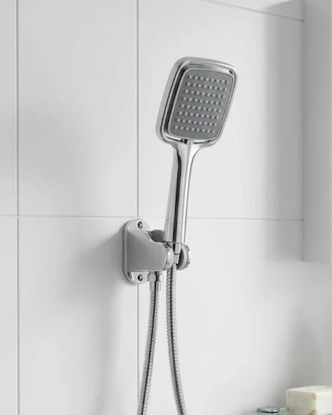 Siyah Duş Seti El Duşu Başlığı Spiral Hortum ve Duvar Askısı Banyo Duş Seti ürün görseli 1