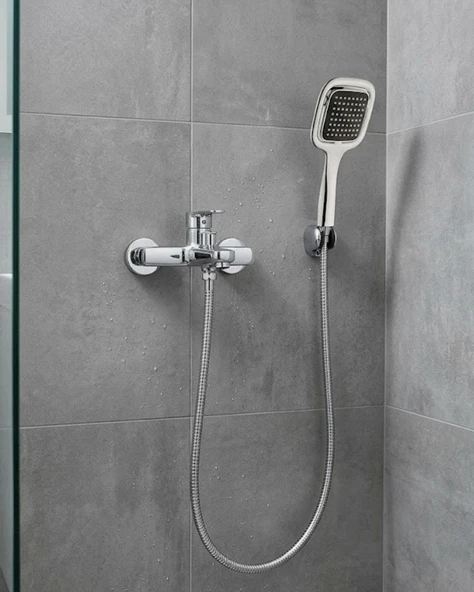 Siyah Duş Seti El Duşu Başlığı Spiral Hortum Dayanıklı Banyo Duş Aksesuarı ürün görseli 1