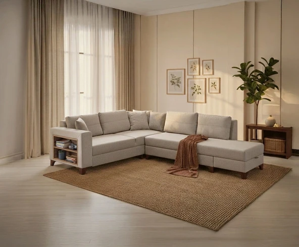 Livya Plus Köşe Koltuk Takımı Krem - Resim 2