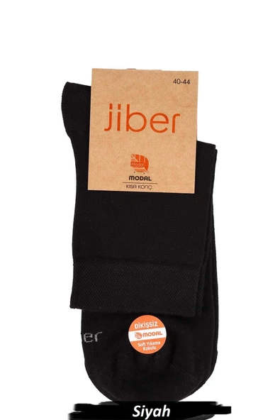Jiber Erkek Modal Likralı Yarım Konç Çorap 6401 - 6 Adet  Siyah 40-44 ürün görseli 1