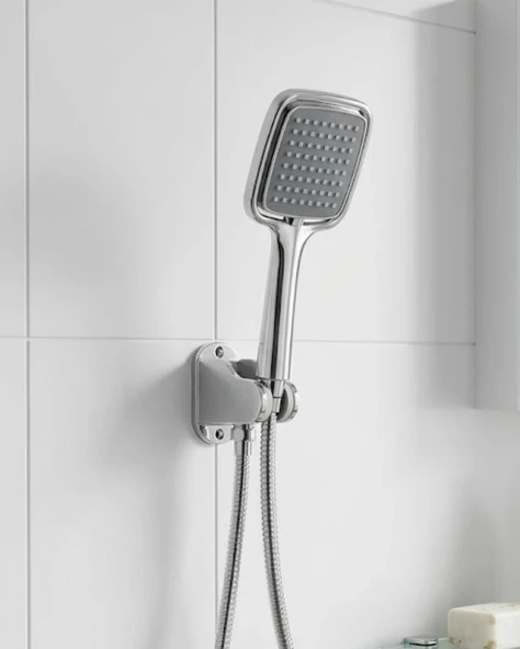 Siyah Duş Seti El Duşu Başlığı Spiral Hortum Ve Duvar Askısı Banyo Duş Seti ürün görseli 1