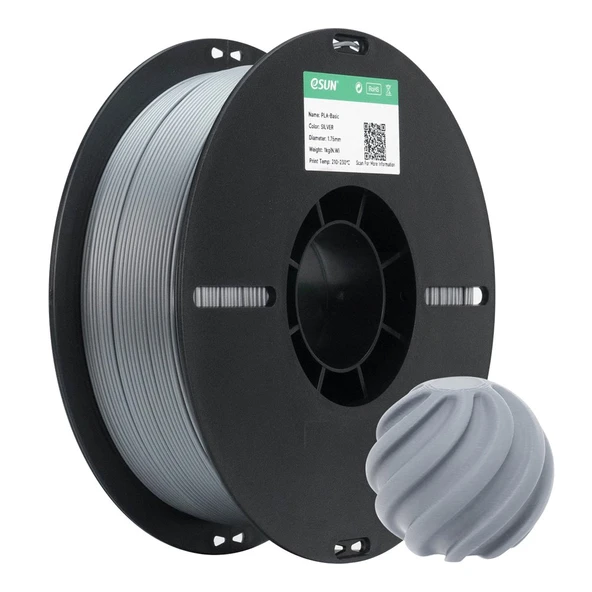 Esun Basic Pla Gümüş Filament 1.75mm 1kg - Metalik Gümüş 3D Yazıcı Filamenti ürün görseli 1