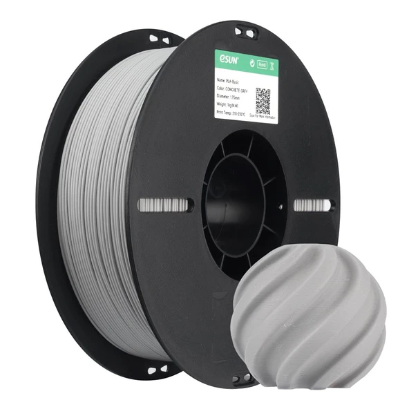 Esun Basic Pla Concrete grey Filament 1.75mm 1kg - Beton gri 3D Yazıcı Filamenti ürün görseli 1