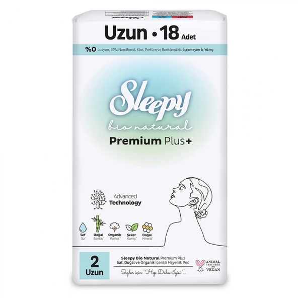 Sleepy Bio Natural Premium Plus Uzun Ped 18 Adet ürün görseli 1
