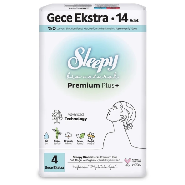 Sleepy Bio Natural Premium Plus Gece Ekstra Ped 14 Adet ürün görseli 1