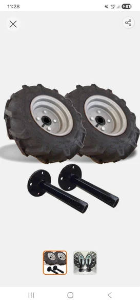 Yağmur  çapa makinesi teker takımı 400x8 27 mm akslar dahil ürün görseli 1