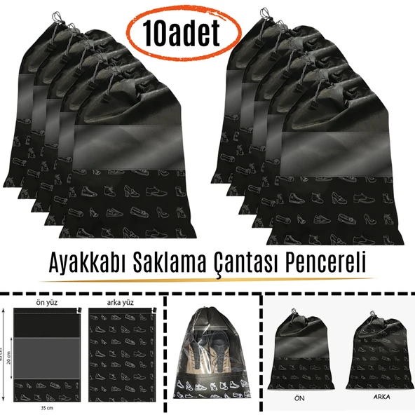 Pencereli Ayakkabı Saklama Çantası Askılı Dolap Çekmece Düzenleyici Seyahat Çantası Hurcu ürün görseli 1