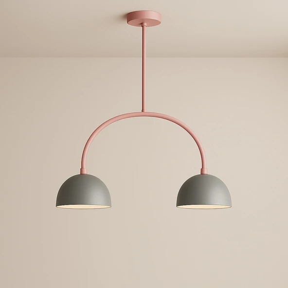 LoopTwin Sarkıt Lamba-Avize - Modern Endüstriyel Mufak Hol Cafe Salon Avize - Resim 3