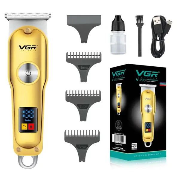 VGR V-290 Altın T Bıçak Sıfır Kesim LCD Ekran Şarjlı Tıraş Makinesi ürün görseli 1