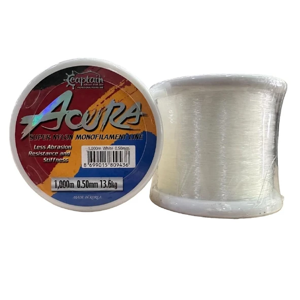 Captain Acura 1.000mt 0.50mm Monofilament Bobin Misina Beyaz ürün görseli 1