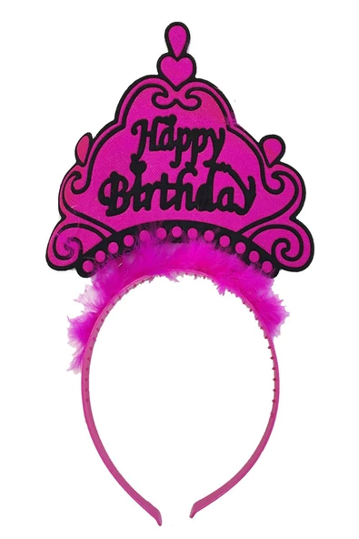 Happy Birthday Neon Fuşya Renk Doğum Günü Tacı 24x15 cm ürün görseli 1