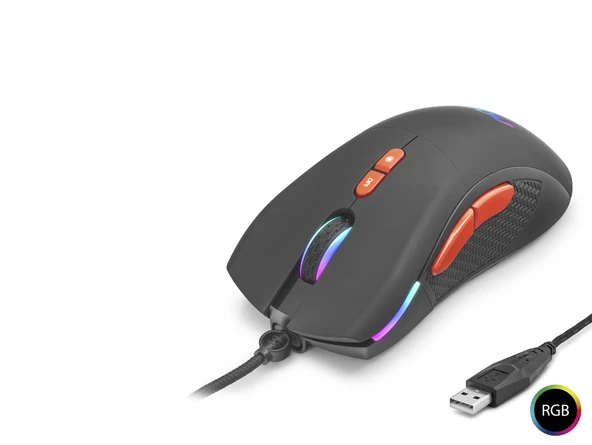 Mouse Optik Ayarlanabilir Dpi Usb Rgb - Siyah GM180B/LA ürün görseli 1