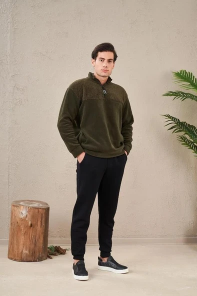 Gd Goldoremi Premium Erkek Polar Fermuarlı Sweatshirt Rahat Kalıp Cepli Paça Lastikli Eşofman Takım ürün görseli 1