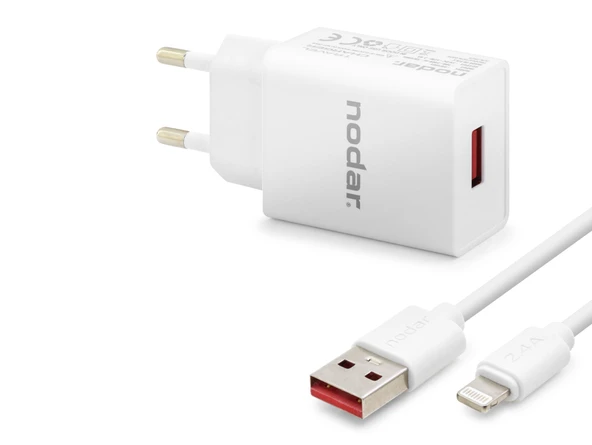 Lightning Hızlı Şarj Seti 12W 2.4A Usb Adaptörlü - Beyaz ND1001 ürün görseli 1