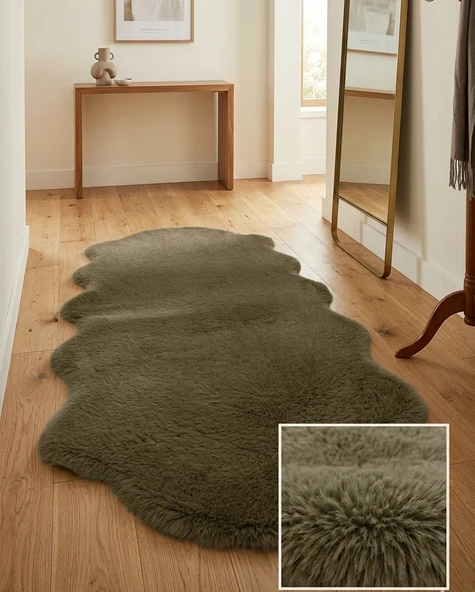 Carpet Dekor Peluş Yumuşak Dekoratif Halı Simetrik Desen Kahverengi ürün görseli 1