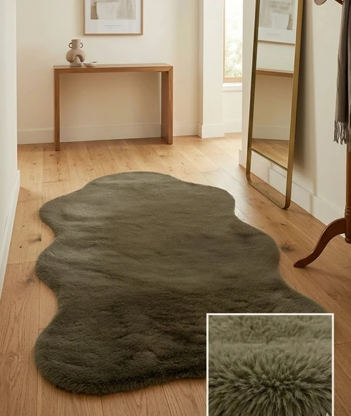 Carpet Dekor Peluş Yumuşak Dekoratif Halı Kahverengi ürün görseli 1