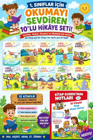 1 .Sınıf Öğrencileri İçin Zevkle Okuyacağı 10 lu Hikaye Seti - 2 (Kitap Okuma Not Defteri Hediyeli) ürün görseli 1