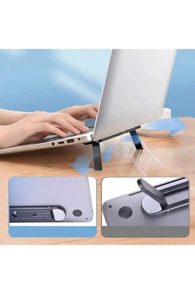 Laptop Standı 2 Kademe Yükseklik Ayarlı Tablet Macbook Notebook Tutucu Yükseltici Görünmez Ayak ürün görseli 1