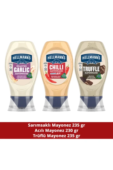 Hellmanns's Mayonez Trüflü 235g + Sarımsaklı 235g + Acılı Mayonez 230g ürün görseli 1